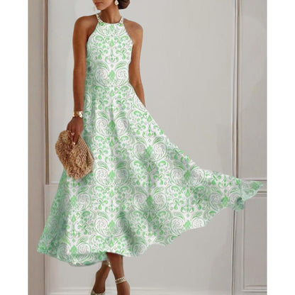 Womens Summer Halter Dress Casual Loose Boho Floral Sundresses Flowy Beach Vacation Outfits