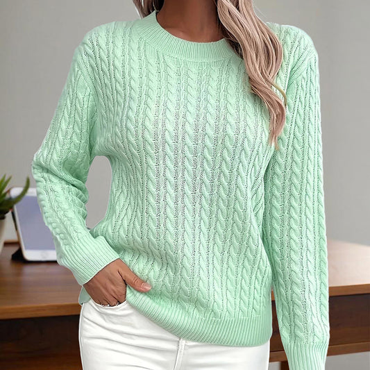 Womens Textured Long Sleeve Sweater Crewneck Pullover Dressy Casual Tops 2025 Fall Trendy Outfits