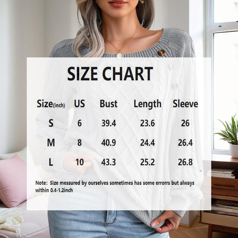 Women's Solid Color Casual Square Neck Button-Detail Knit Top - Textured Ribbed Pattern, Cozy Fall&Winter Sweater